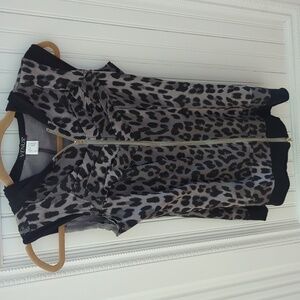 Venus Leopard Print Zipped Hoodie. Size XS